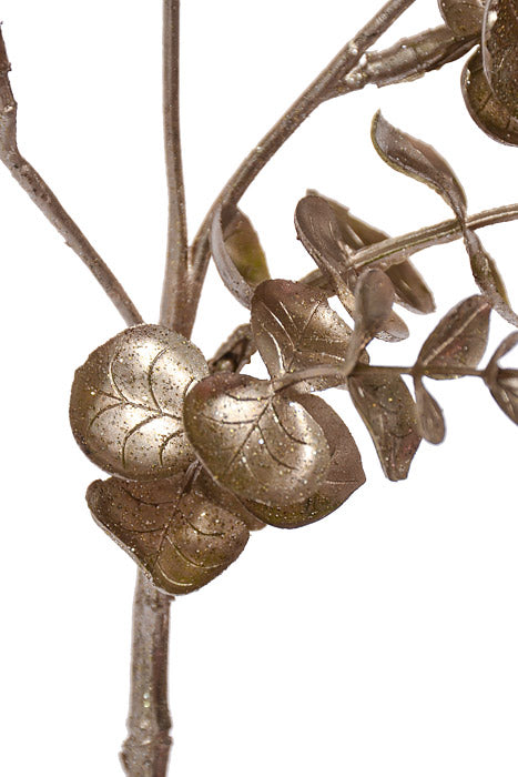 27" Glittered Eucalyptus Spray Champagne