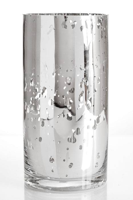 4&quot; X 8&quot; Mercury Glass Cylinder Vase Silver
