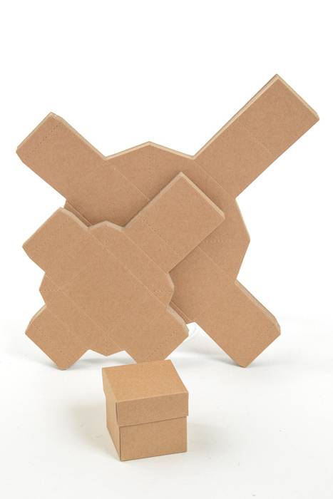 2" Cube Paper Gift Box W/lid Natural Pkg/24