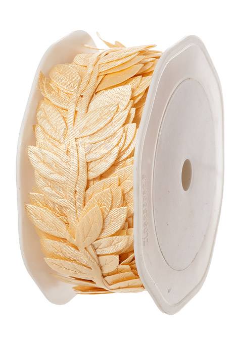 1" X 10yds Polyester Leaf Ribbon Cream