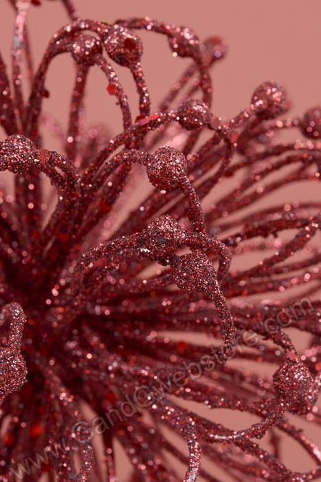 23" Glitter Flower Ball Spray Burgundy