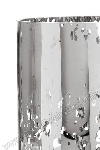 4" X 8" Mercury Glass Cylinder Vase Silver