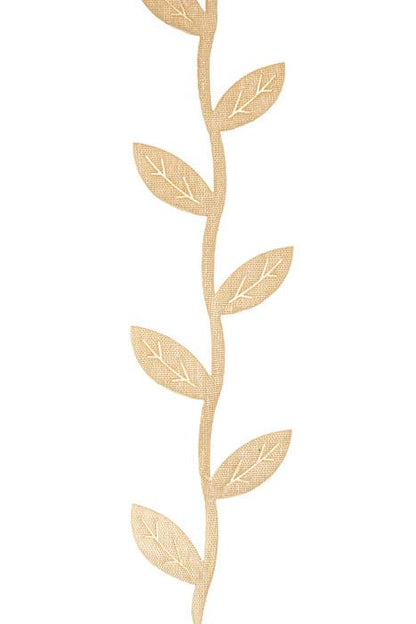 1" X 10yds Polyester Leaf Ribbon Cream