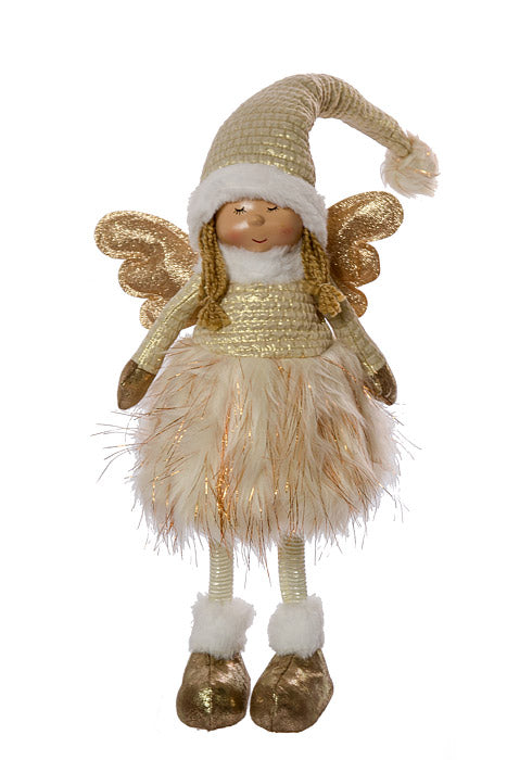 27" Standing Light Angel With Retractable Legs Ivory