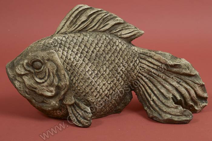 19.5" X 7" X 11" Fish Garden Statue Antique Grey