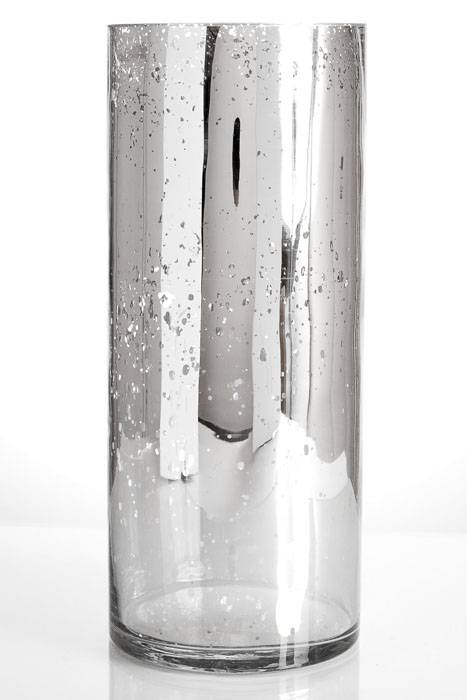 5&quot; X 12&quot; Mercury Glass Cylinder Vase Silver
