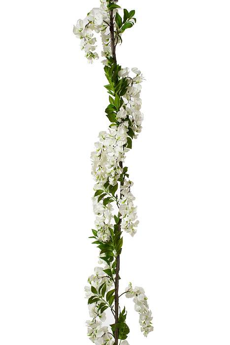 60" Silk Wisteria Garland White
