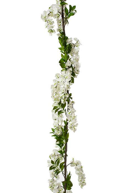 60" Silk Wisteria Garland White