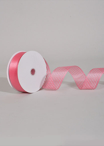 1.5" X 50Yds Wired Sheer Stripe Ribbon Pink