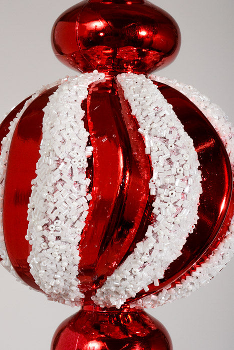 10" Finial Ornament Red/White