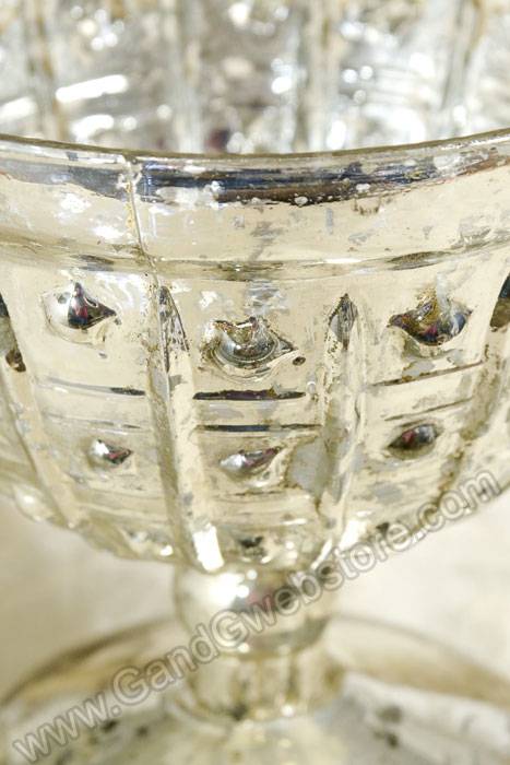 6" X 5.5" Baleri Compote Glass Bowl Silver