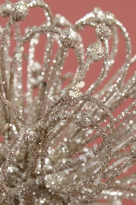 23" Glitter Flower Ball Spray Champagne