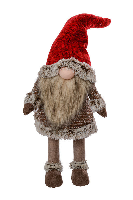 27" Standing Gnome With Retractable Legs Red/Brown