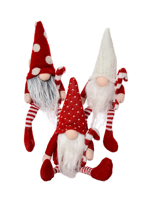 10.5" Candy Gnome Red/White Set/3