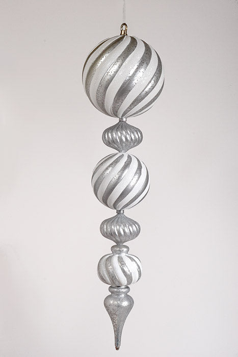 30" Mercury Hanging Finial Ornament White/Silver