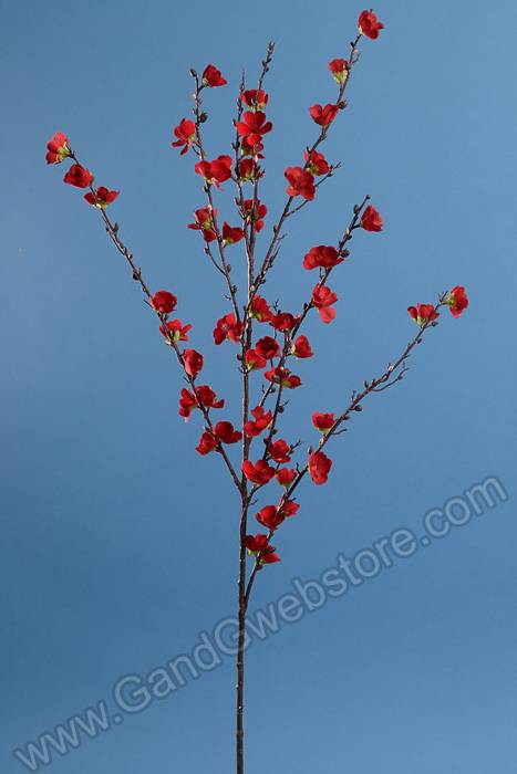 51" Silk  Plum Blossom Spray Red