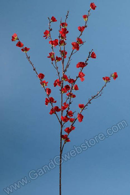 51" Silk  Plum Blossom Spray Red