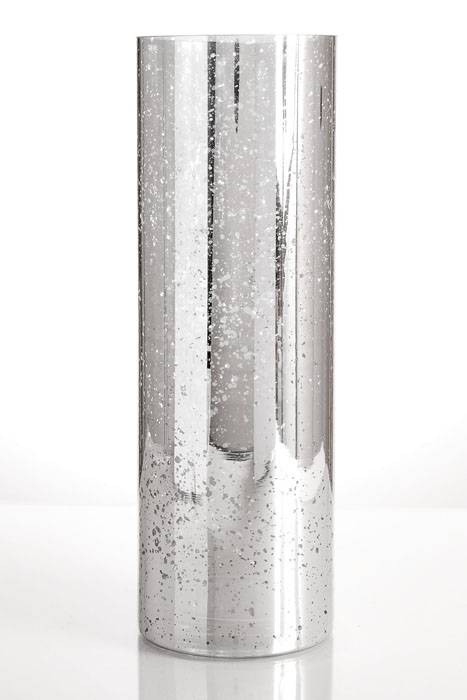4&quot; X 12&quot; Mercury Glass Cylinder Vase Silver