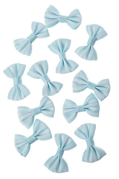 1.5" Stripes Ribbon Bow Light Blue Pkg/12