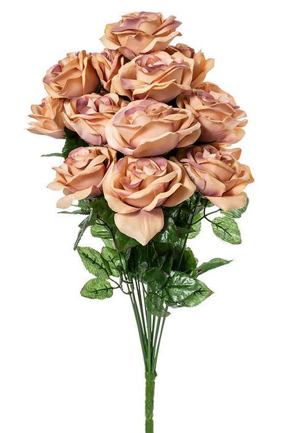 22" Silk Mirco Peach Rose Bush X18 Mvpu