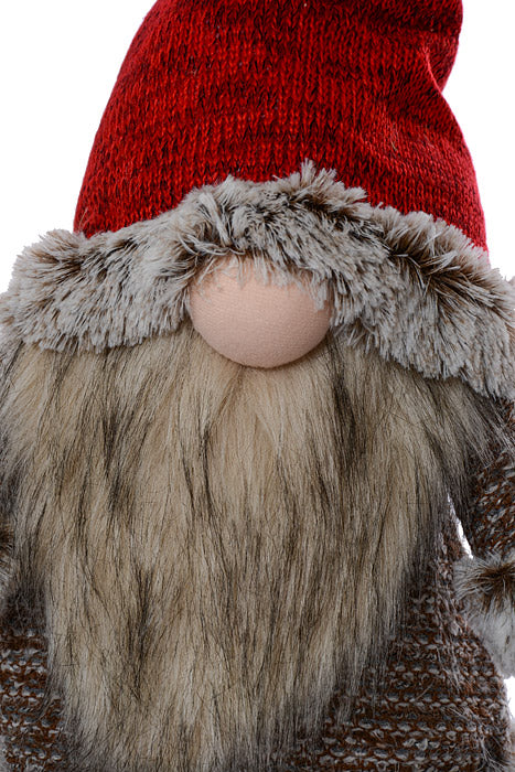 27" Standing Gnome With Retractable Legs Red/Brown