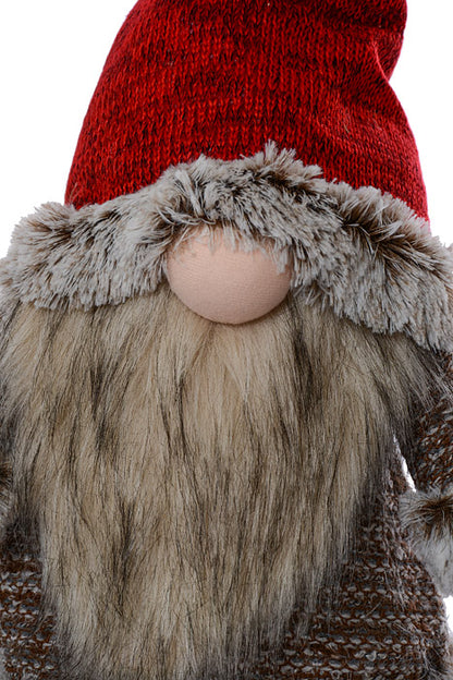27" Standing Gnome With Retractable Legs Red/Brown