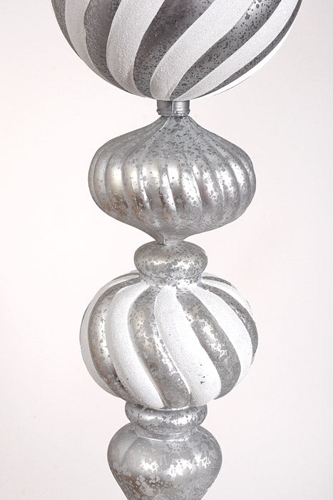 30" Mercury Hanging Finial Ornament White/Silver