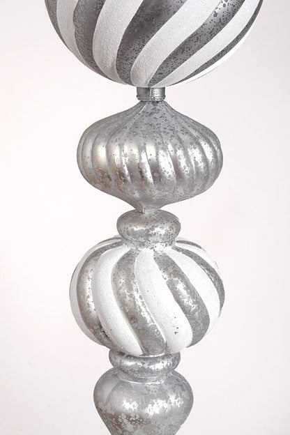 30" Mercury Hanging Finial Ornament White/Silver