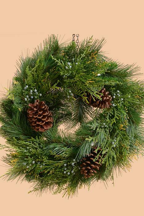 21" Pine Wreath W/berries &amp; Cone Green/brown