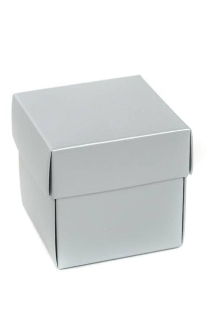 2" Cube Paper Gift Box W/lid Silver Pkg/24