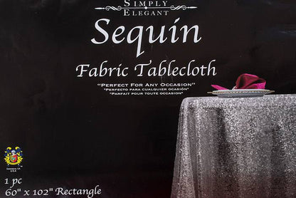 60" X 102" Rectangle Sequin Table Cover Blush