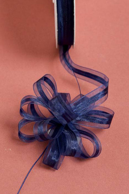 3/8" 25yds Sheer Pull Bow Ribbon Navy Blue
