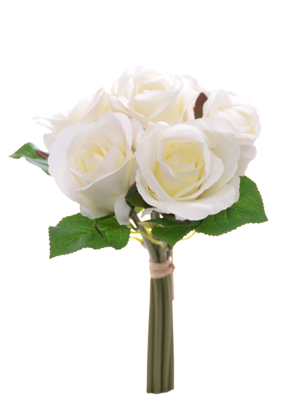 9&quot; Silk Rose Bouquet Cream/white