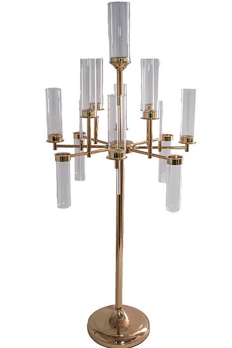 53&quot; Metal 9-lite Candelabrum W/glass Gold