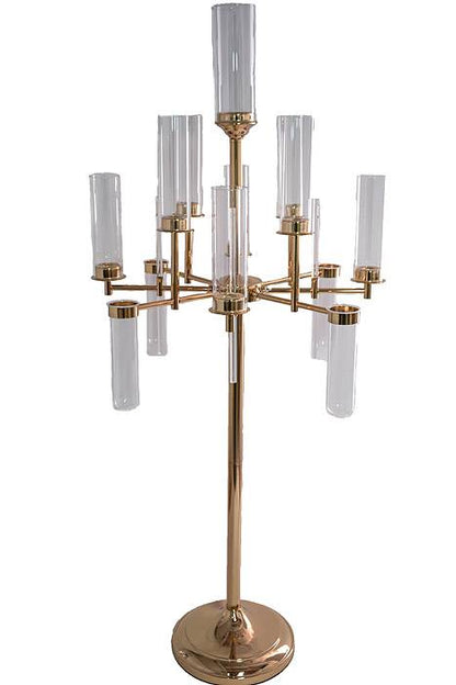 53&quot; Metal 9-lite Candelabrum W/glass Gold