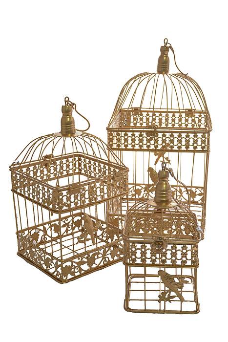 10/13/17" Metal Square Bird Cage Gold