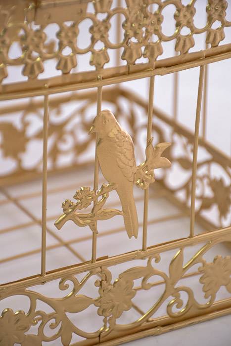 10/13/17" Metal Square Bird Cage Gold