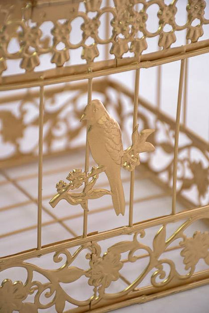 10/13/17" Metal Square Bird Cage Gold