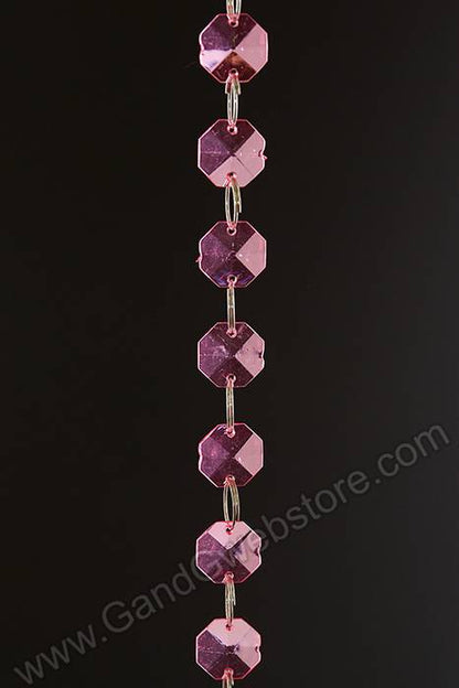 72" Acrylic Octagon Bead Garland Hot Pink