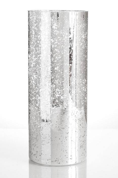 4&quot; X 10&quot; Mercury Glass Cylinder Vase Silver