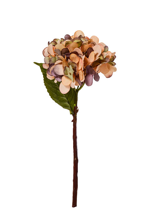 13.75" Silk Hydrangea Spray Peach/Purple