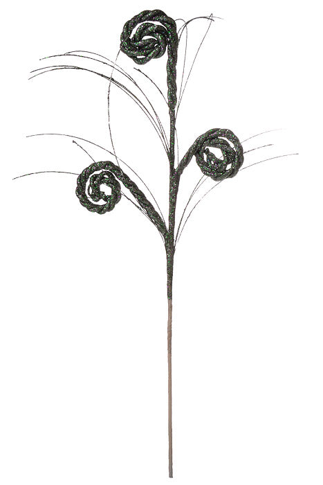 27" Glitter Curly Spray Green