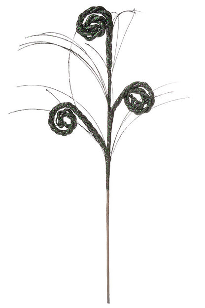 27" Glitter Curly Spray Green