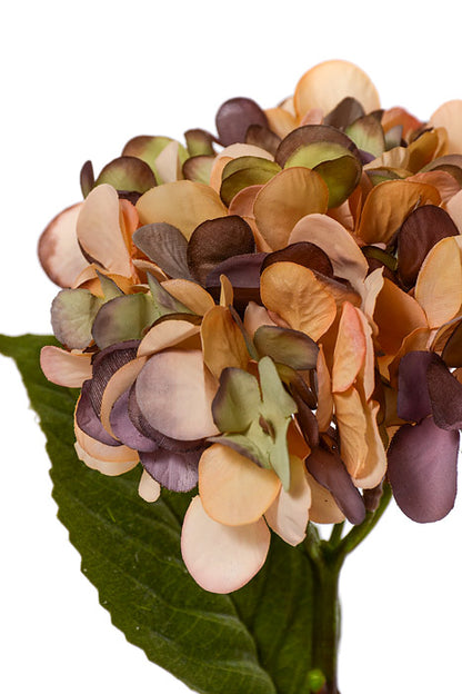 13.75" Silk Hydrangea Spray Peach/Purple