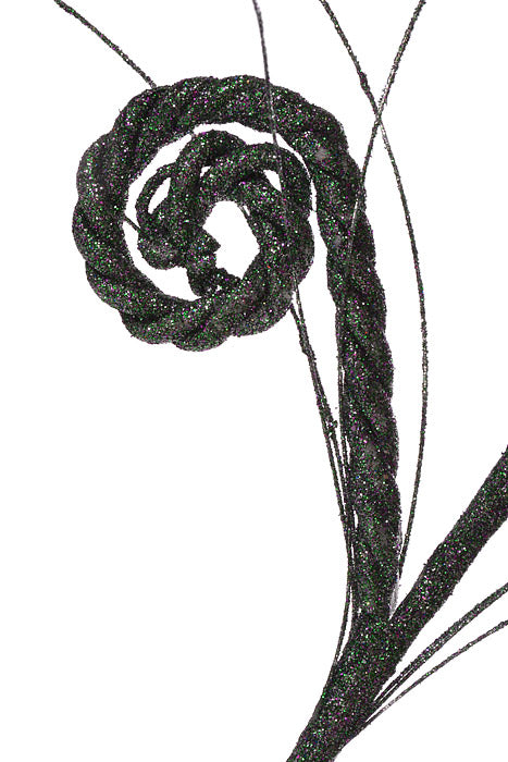 27" Glitter Curly Spray Green