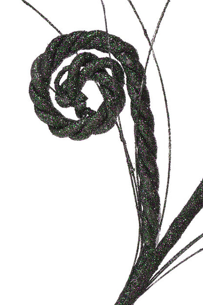 27" Glitter Curly Spray Green