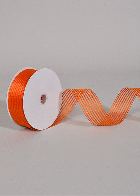 1.5" X 50Yds Wired Sheer Stripe Ribbon Orange