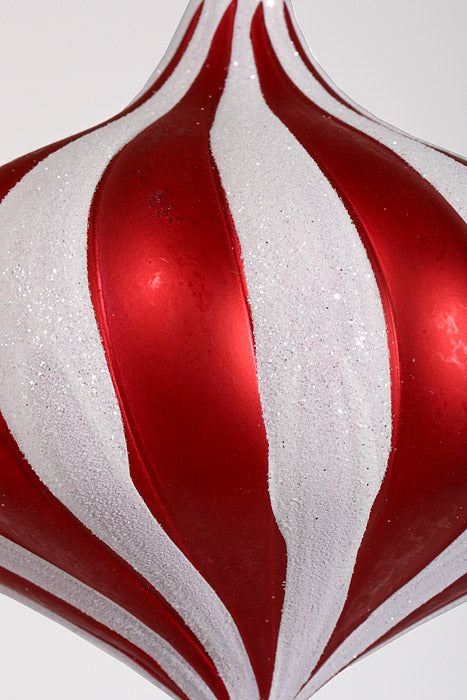 6" Onion Ornament with Glitter Red/White