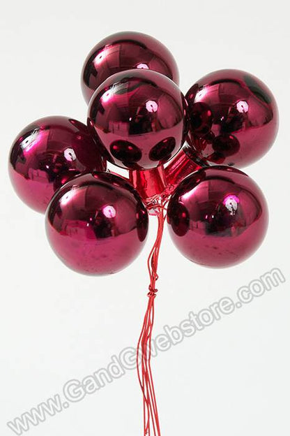 30mm Gloss Glass Ball Ornament Burgundy Pkg/72