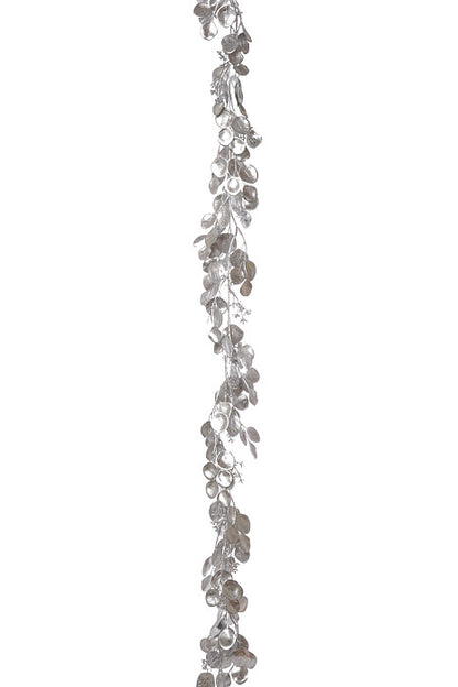 6Ft  Metallic Dollar Garland Silver